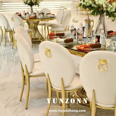 Giá tốt Phòng tiệc Tròn Lưng Velvet Vàng Stainless Steel Nhà hàng Đám cưới trực tuyến