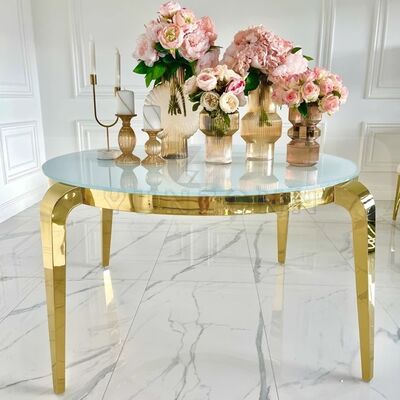 Giá tốt Bàn tròn kính thép không gỉ mạ vàng sang trọng cho phòng ăn, khách sạn, phòng khách, thiết kế hiện đại cho tiệc và sự kiện - Bán buôn trực tuyến