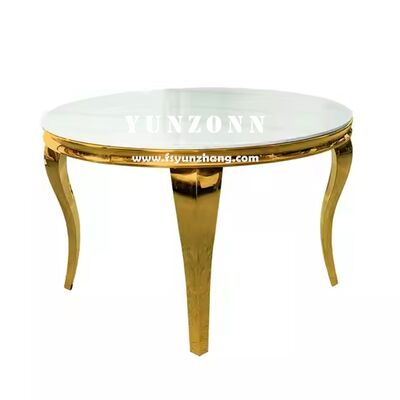 Giá tốt Louis Modern Round Marble Dining Table with Polished Gold Stainless Steel Serpentine Legs cho khách sạn hoặc phòng khách trực tuyến