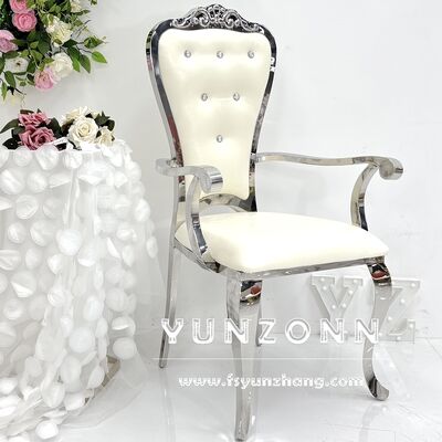 Giá tốt Royal Style vàng vàng ghế ăn thép không gỉ thiết kế mới Crystal Button Armrest Nhà hàng Hôn nhân Khách sạn Sử dụng trực tuyến