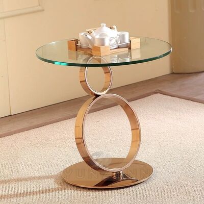 Giá tốt Modern Luxury Round Coffee Table with Glass Top and Stainless Steel Base for Living Room Home Villa Hotel Hall (Bàn cà phê tròn hiện đại với mặt kính và nền thép không gỉ cho phòng khách) trực tuyến