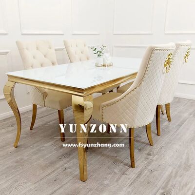 Giá tốt Yunzhang Modern Marble Dining Table Set 6 chỗ ngồi với thép không gỉ và kính cho khách sạn trực tuyến