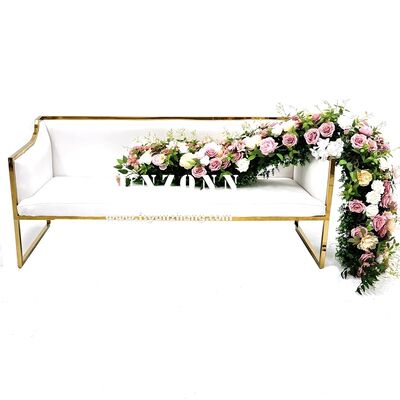 Giá tốt Bộ sofa Electra trắng khung vàng inox hiện đại - Ghế tình nhân cô dâu chú rể cho phòng khách khách sạn, phòng ăn, trung tâm thương mại, sự kiện ngoài trời trực tuyến