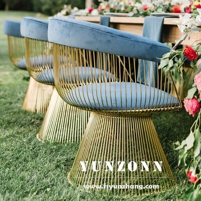 Giá tốt Phong ghế nhựa thư giãn Nouveau Wire Velvet ghế ăn vàng khung thép không gỉ thiết kế mới cho phòng khách khách sạn nhà hàng trực tuyến