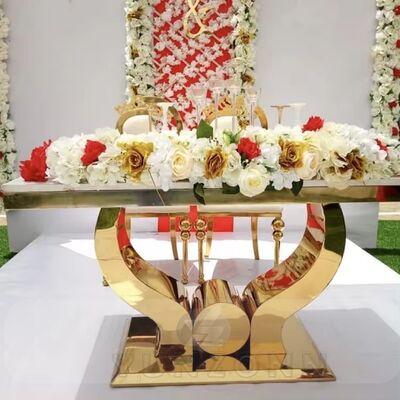 Giá tốt Đồ nội thất bàn cưới bằng thép không gỉ vàng hiện đại cho bữa tiệc Các sự kiện Khách sạn Tiệc tùng Ăn uống Phòng khách Sử dụng ngoài trời trực tuyến