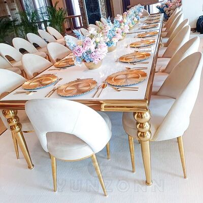 Giá tốt Luxury Golden Stainless Steel Leg Beige Open Back Chair for Weddings Events Banquets ngoài trời cho phòng khách căn hộ Villa trực tuyến
