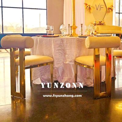 Giá tốt Cali vàng thép không gỉ ghế ăn với đệm nhung cho đám cưới và khách sạn trực tuyến
