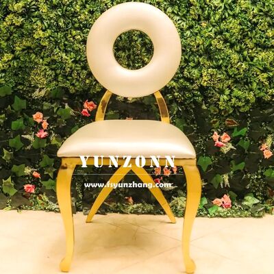Giá tốt Ghế ăn hiện đại bằng vàng chất lượng cao lưng tròn bằng thép không gỉ cho tiệc và nhà hàng trực tuyến