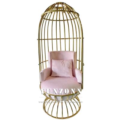 Giá tốt King Gold Throne Chair with Fancy Leather Bird Cage Shape Cushion Stainless Steel cho nội thất khách sạn hoặc phòng khách trực tuyến