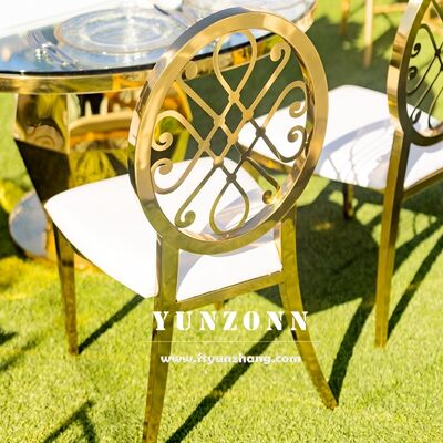 Giá tốt Số lượng cao ghế ăn đệm PU Golden Flower Chair Stainless Steel Chairs cho bữa tiệc trực tuyến