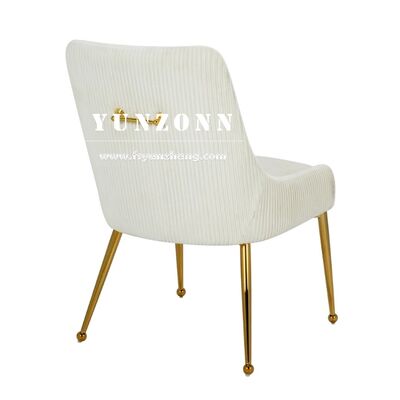 Giá tốt Khách sạn sang trọng vàng thép không gỉ ống tufted đường Handel trở lại Beige Velvet ghế ăn đệm cho phòng ăn trực tuyến