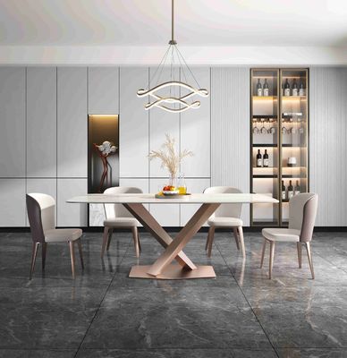 Giá tốt. Plain X Base Bàn ăn hiện đại sang trọng 6 8 chỗ ngồi Khung thép không gỉ hàng đầu bằng đá cẩm thạch trực tuyến